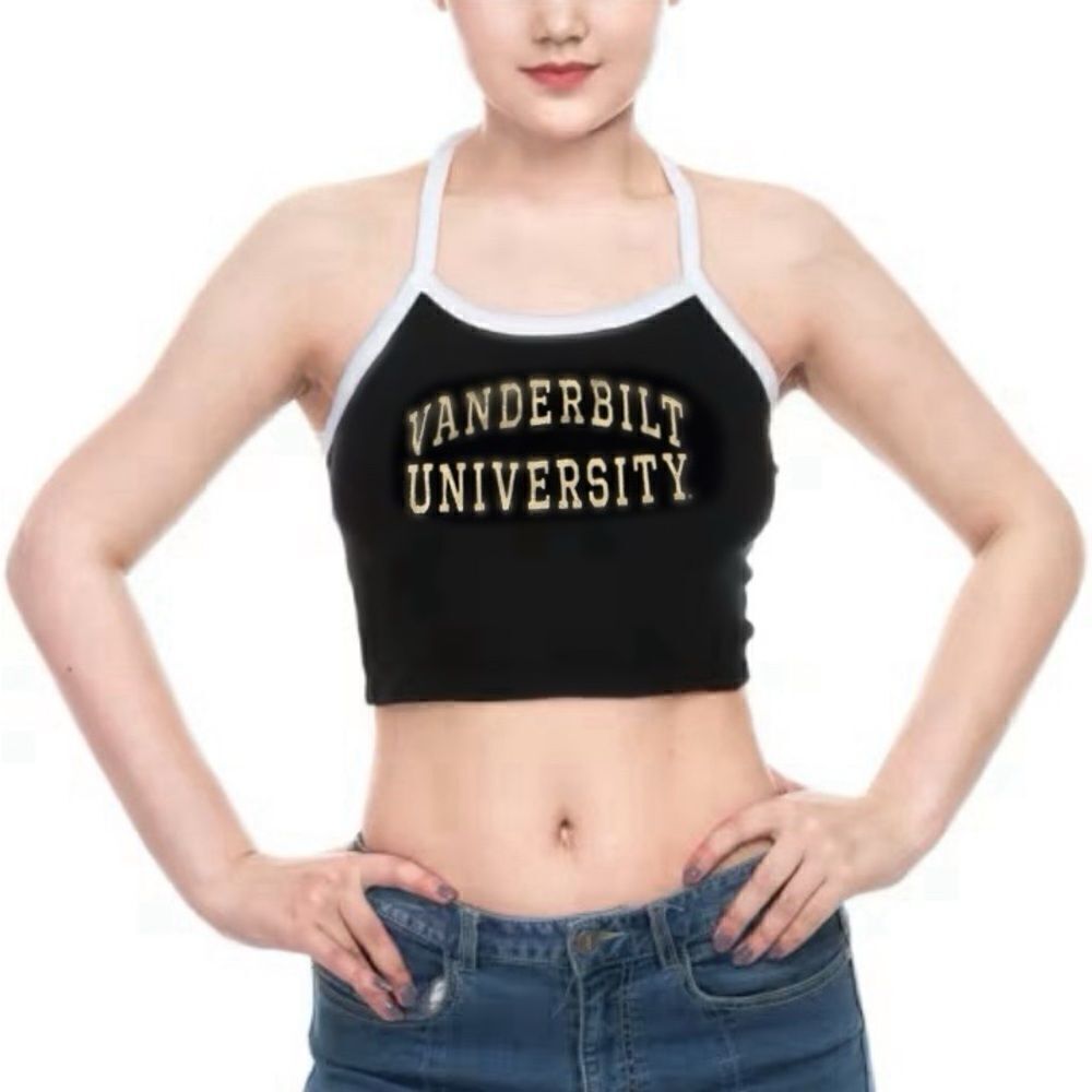 Zoozatz Vanderbilt University Game Day Halter Neck Crop Top